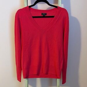 J. Crew Hot Pink 100% Cashmere V-Neck Sweater